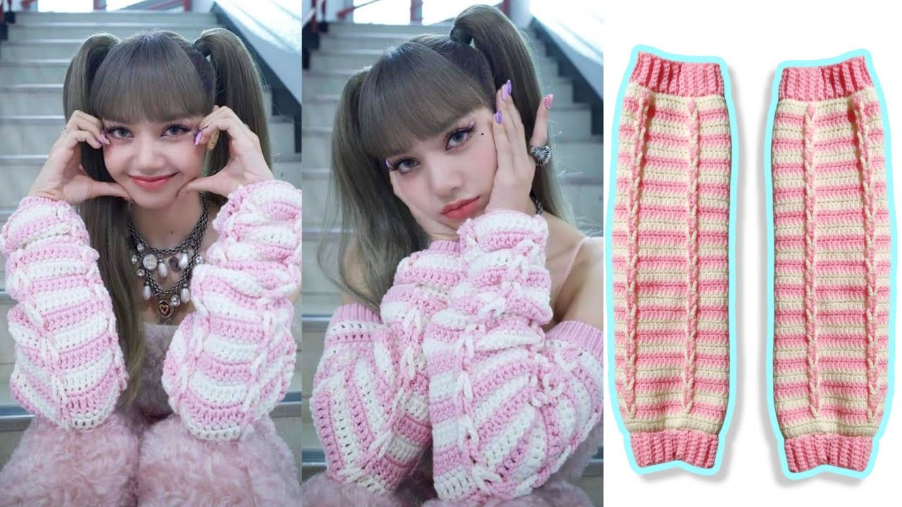 ถักโครเชต์ปลอกแขน Lisa Black Pink | Lisa armband crochet