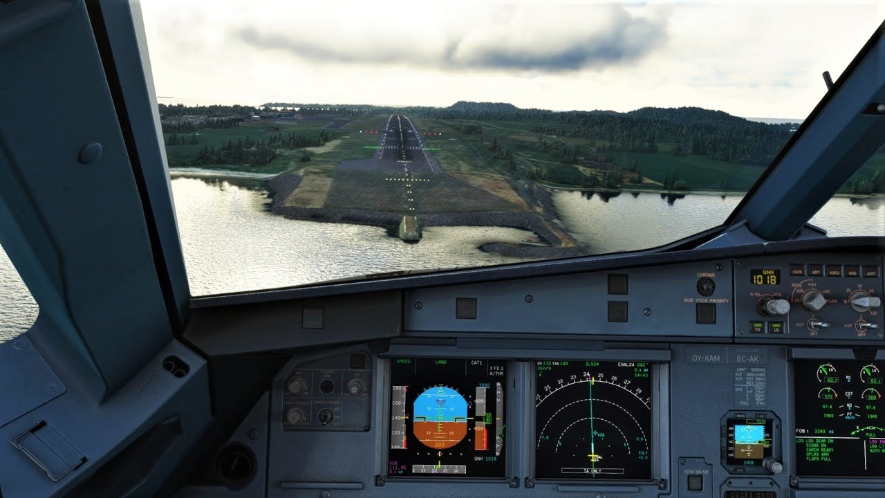SAS Airbus A320 landing in Alesund Vigra Airport - Norway | MSFS 2020 | Fenix A320 V2