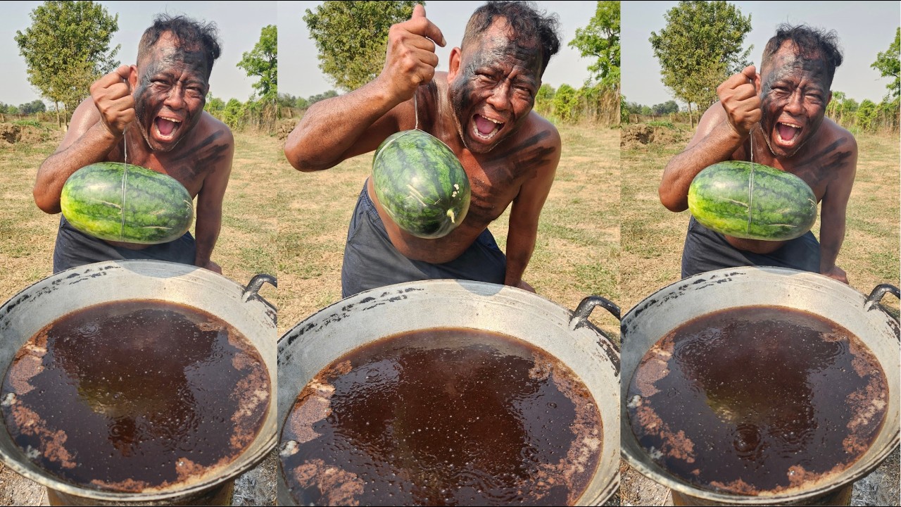 How to crispy watermelon with chili recipe - village food
