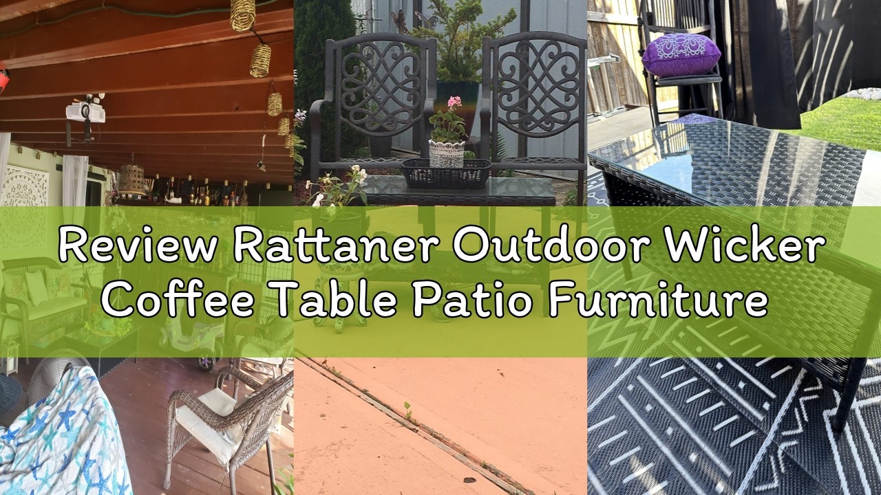 Review Rattaner Outdoor Wicker Coffee Table Patio Furniture Garden Rattan 2-Layer Glass Table with S