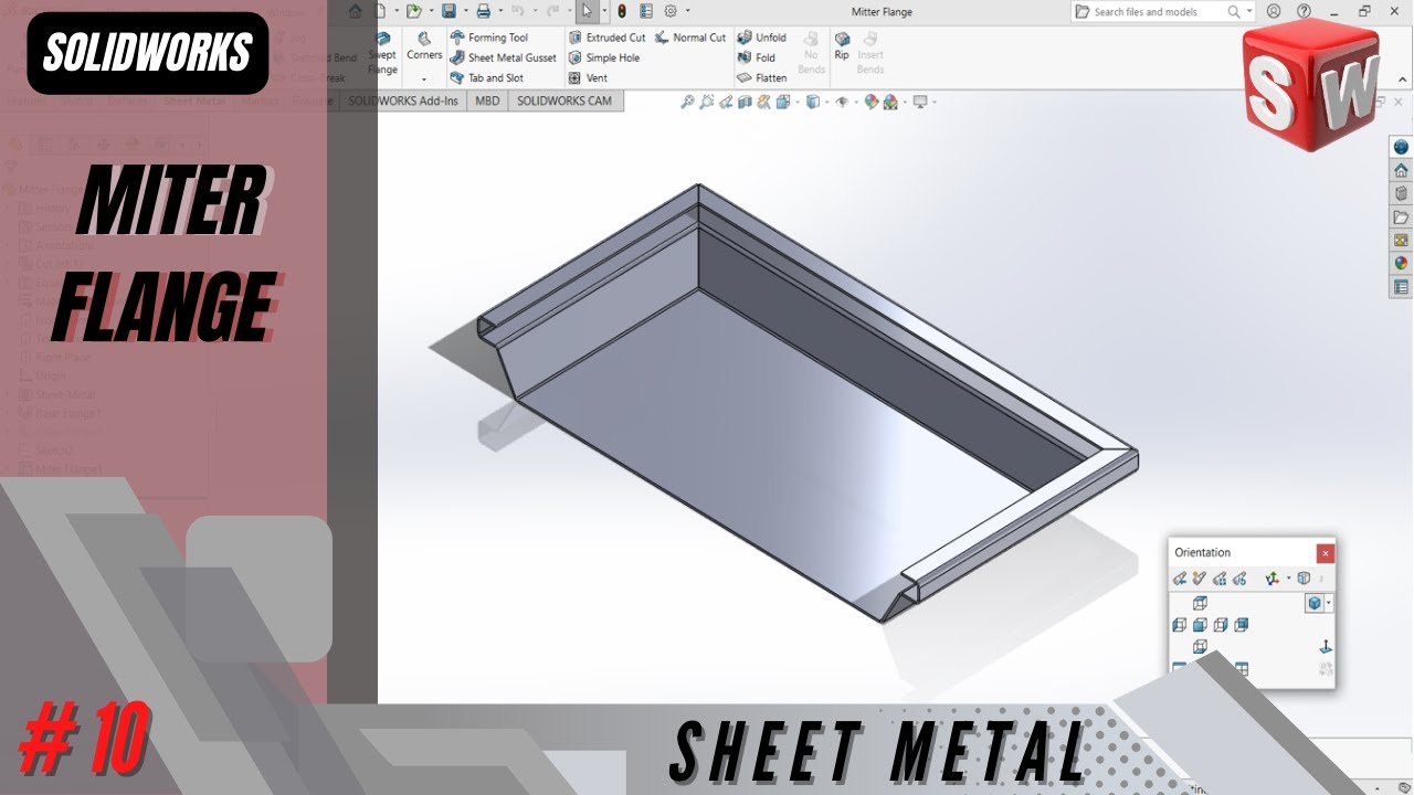 Miter Flange | Sheet Metal | Solidworks Tutorial Stage #10 Eng - AER Int.