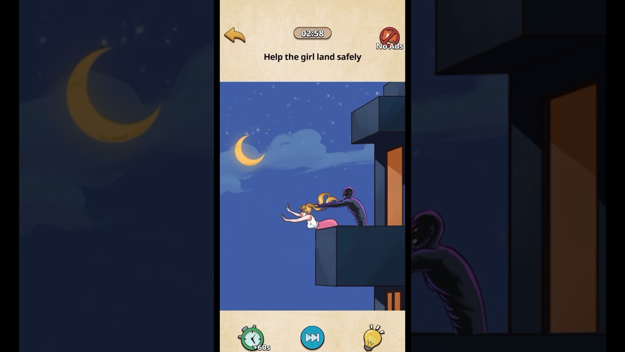 Nightmare Puzzle: The Unknown - Level 13 - Help the Girl land safely.