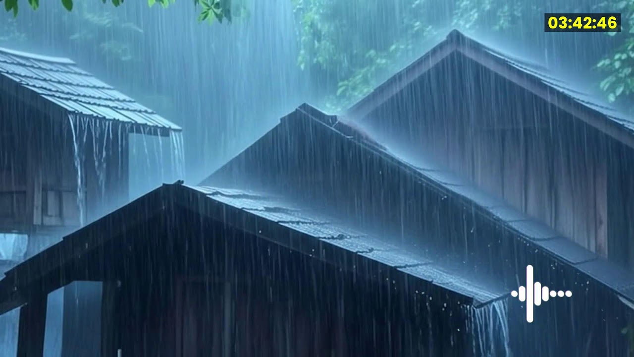 Sleep Immediately in Shabby Farmhouse with Heavy Rain & Constant Thunder Sounds on Tin Roof at Night