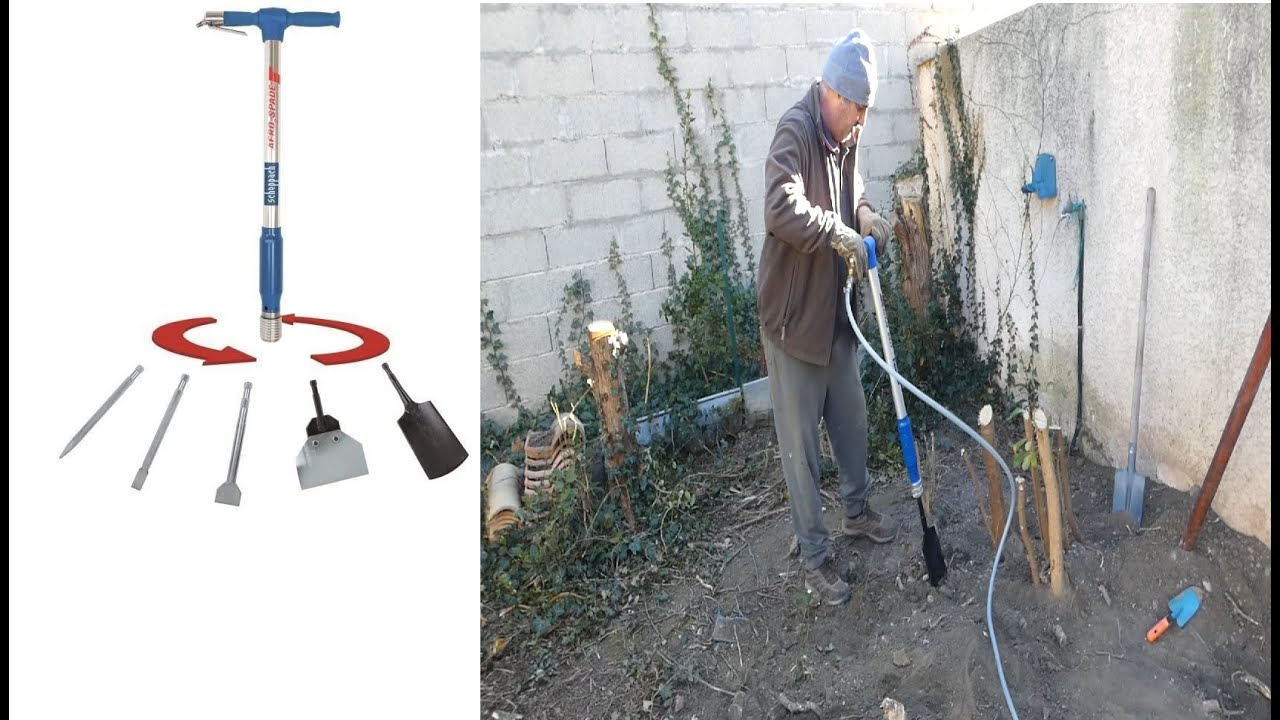 aero 2 spade de chez Scheppach. bèche pneumatique