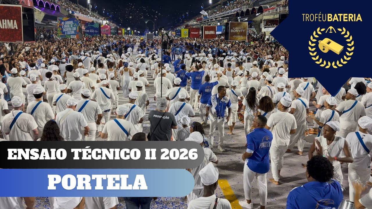Bateria da Portela no segundo ensaio técnico para o carnaval 2026