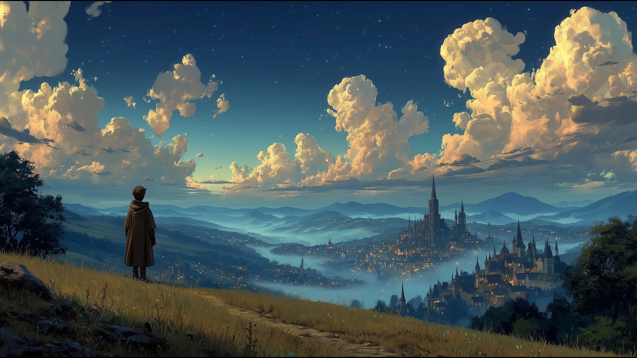 Fantasy Ambient Music 🌌 | Calm Medieval City at Dusk | Relax, Focus & Sleep