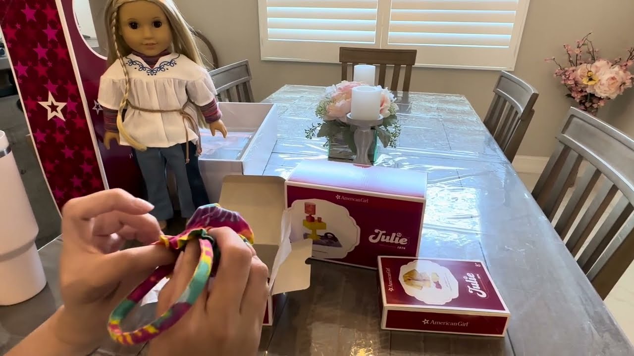 Unboxing American Girl Doll Julie’s™ Pajamas & Robe, Bedside Table & Shag Rug and Accessories