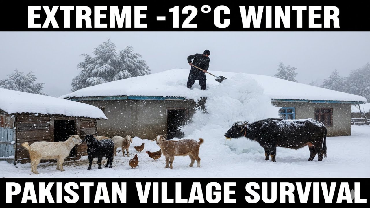 Reality of Life at -12°C Snowfall | Village Survival | Touqeer Rafique