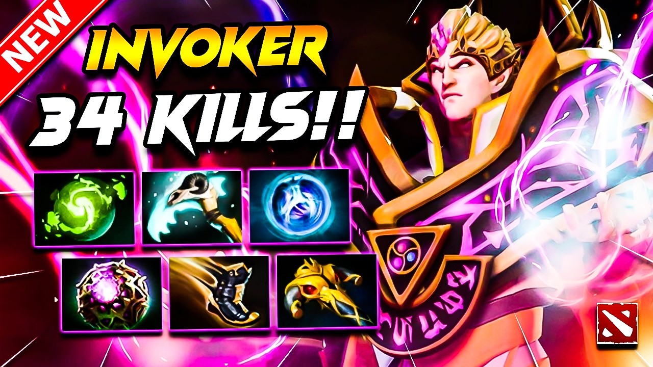 34 Kills INVOKER DOTA 2 Gameplay | Dota 2 INVOKER Gameplay | Invoker Carry Build Pro Gameplay 7.40