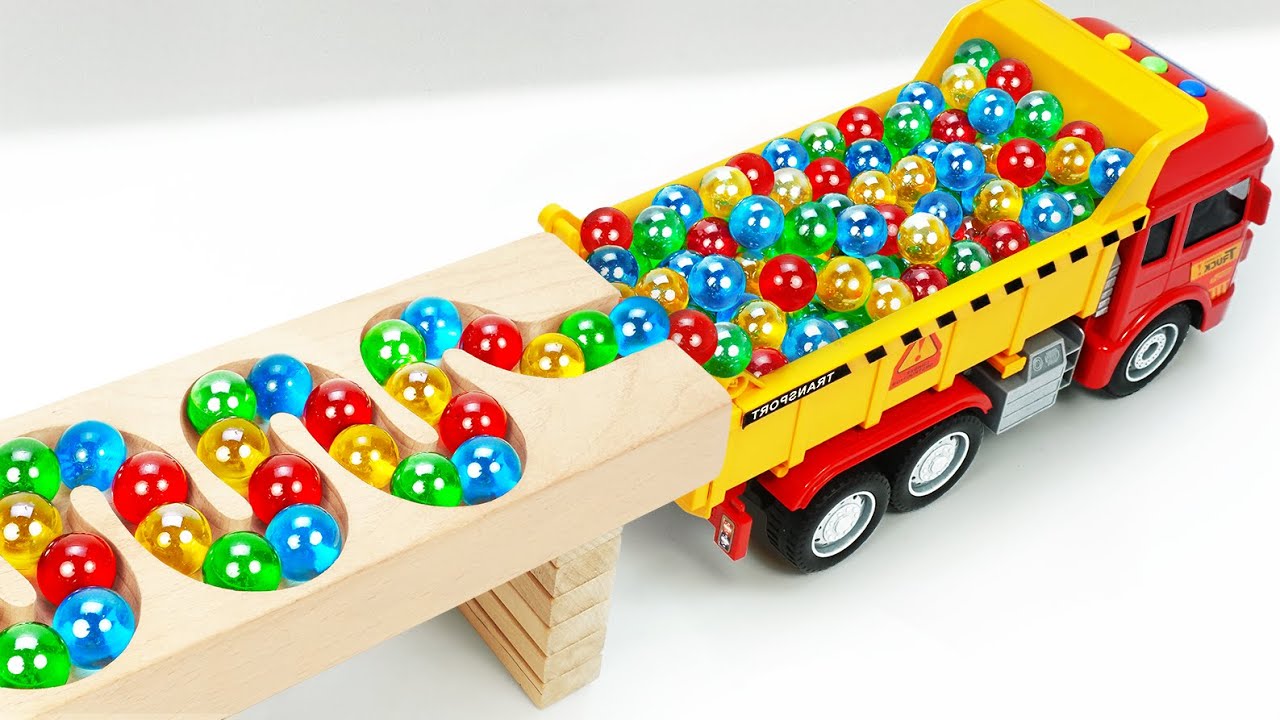 Marble Run Race ☆ HABA Slope & Retro Makita Truck, Garbage Truck Long Version #104