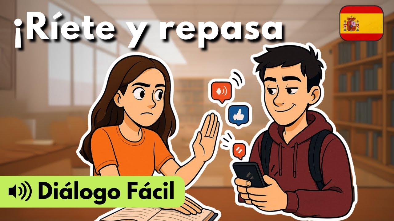 Learn Spanish with Fun Dialogues - Ep. 24: Library Study Vibes (A2)