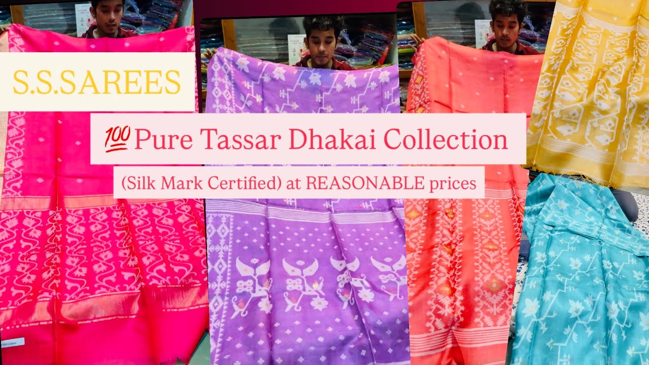 💯PURE TASSAR DHAKAI🔥..Booking no.7319271968….at REASONABLE PRICES🤩… all Silk Mark Certified 