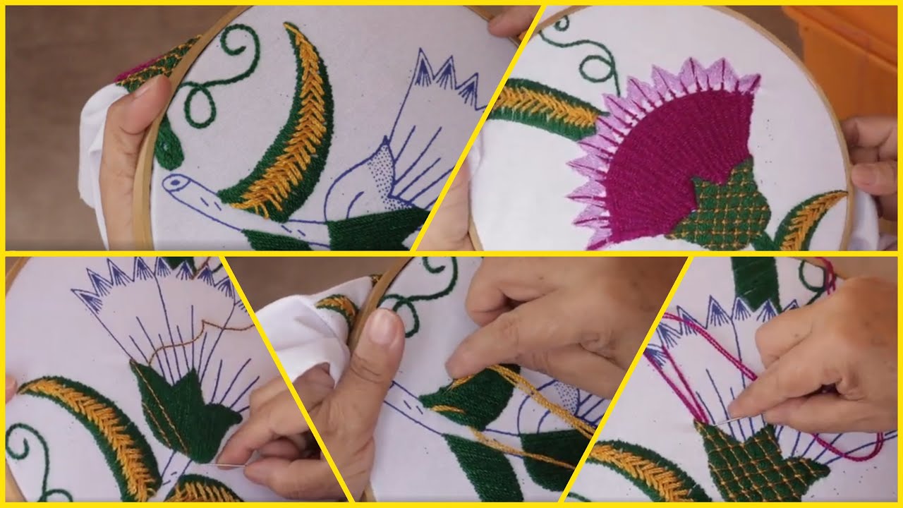 BORDADO FACIL 1 | HAND EMBROIDERY FANTASY EASY | PUNTADA FANTASÍA PARA SERVILLETAS DE FLORES