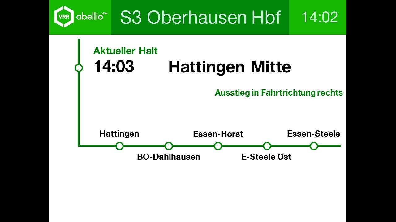 [ABR] Ansagen S3 Hattingen Mitte - Oberhausen Hbf