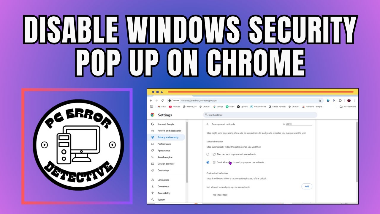 Как отключить всплывающее окно безопасности Windows в Chrome
