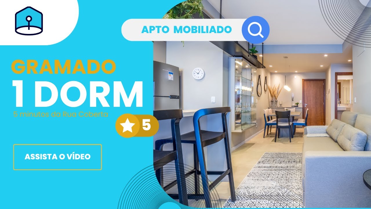 Apto MOBILIADO 1 dormitórios em Gramado. No Ed. Maria Antonia no Bairro Floresta em Gramado RS