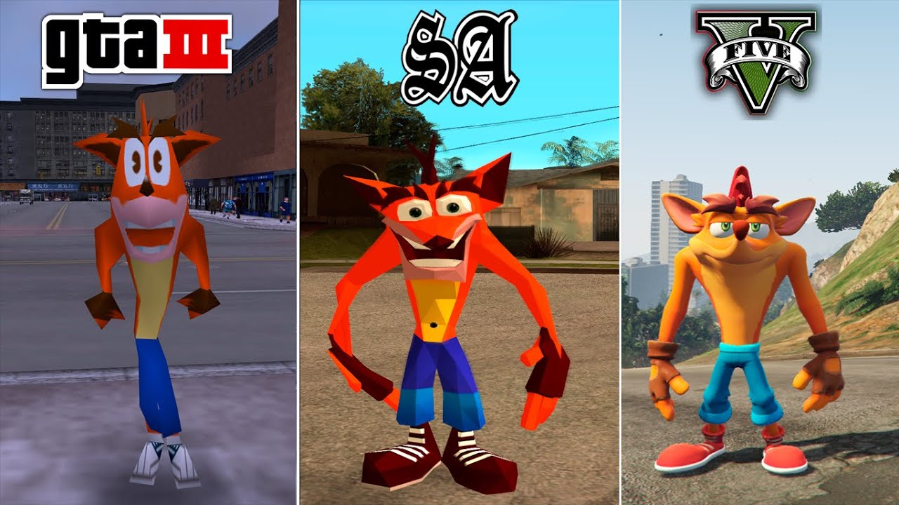Crash Bandicoot in GTA Games (Evolution)