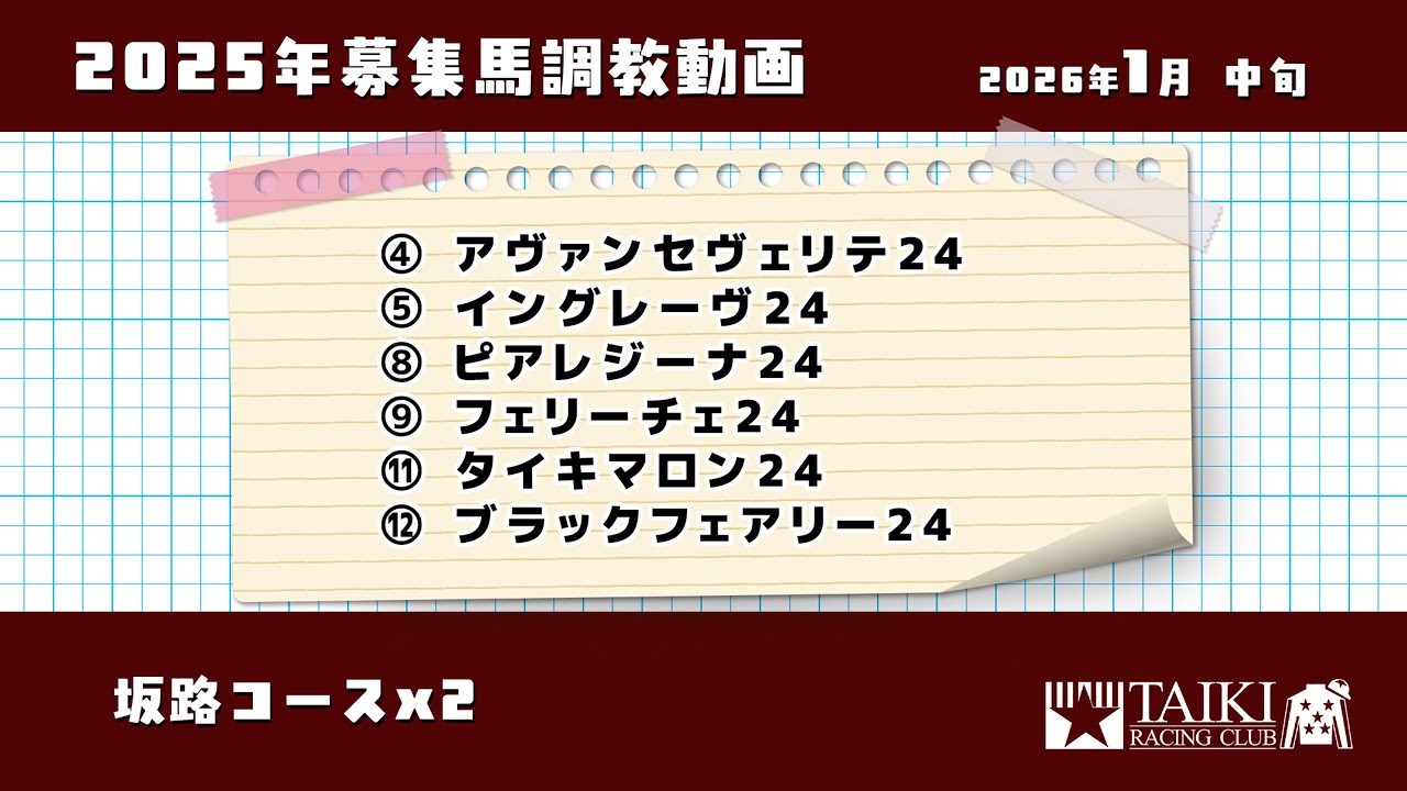 【24年産】調教動画⑦　BTC・坂路コース　2026年1月末撮影