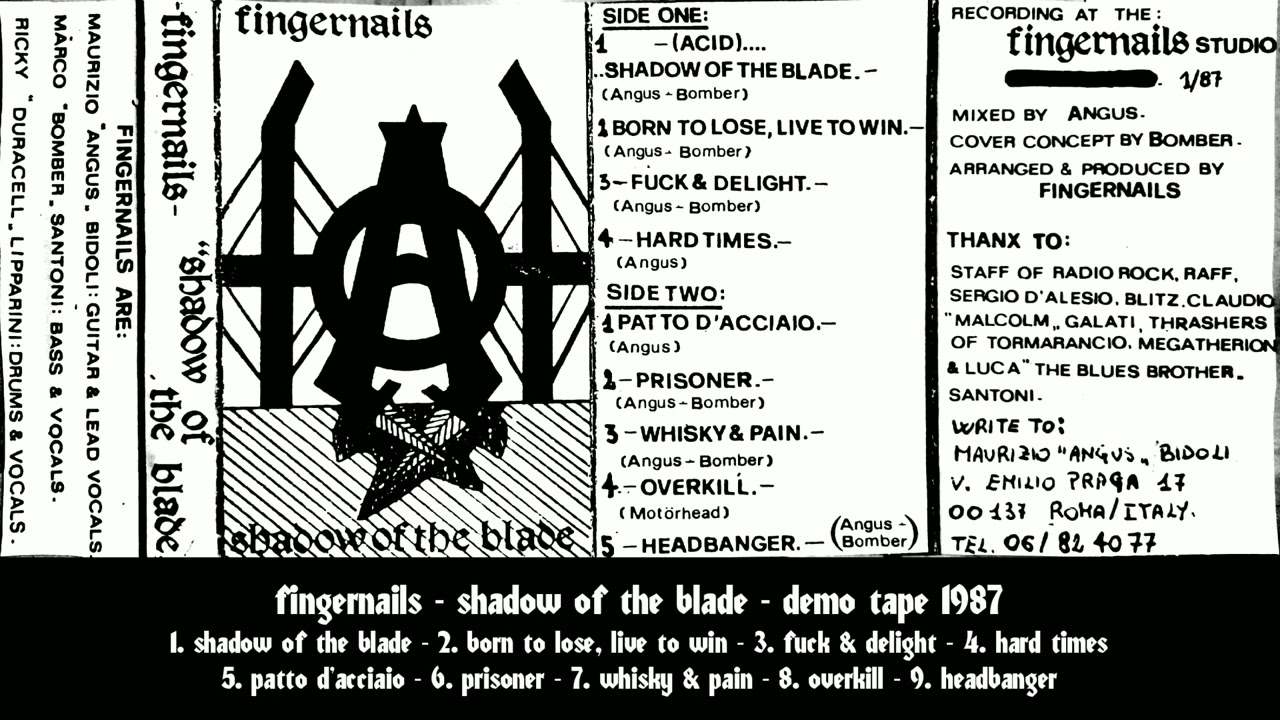 FINGERNAILS - SHADOW OF THE BLADE - DEMO TAPE CASSETTE 1987 - REMASTERED 2022