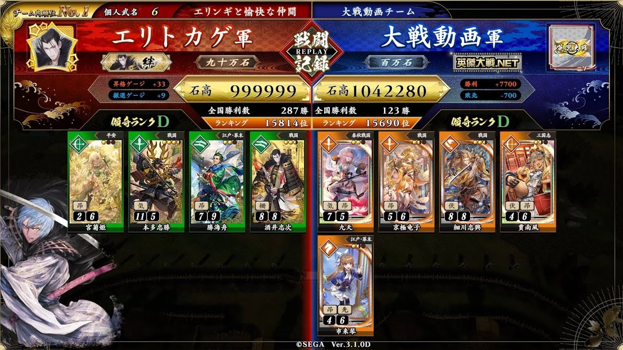 英傑大戦192 全国対戦🗾昇格戦⚔️  4枚酒井忠勝 絆デッキVS市来琴 賈南風