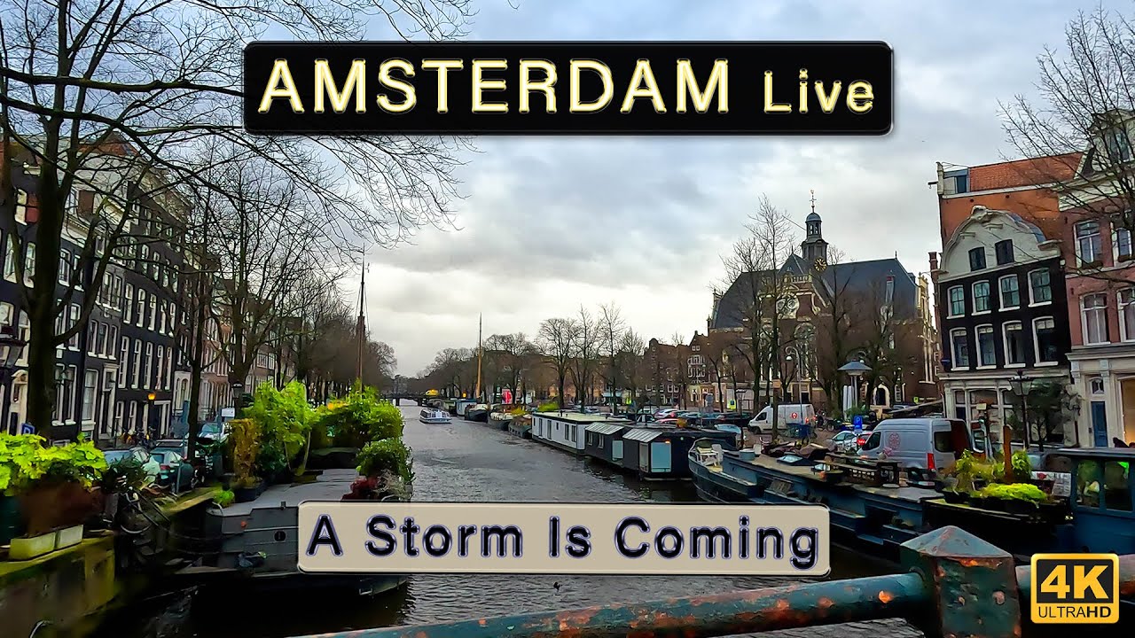 A Stormy Day in Amsterdam: Exploring the Windy & Rainy Streets of Jordaan and Prinseneiland 4K Tour