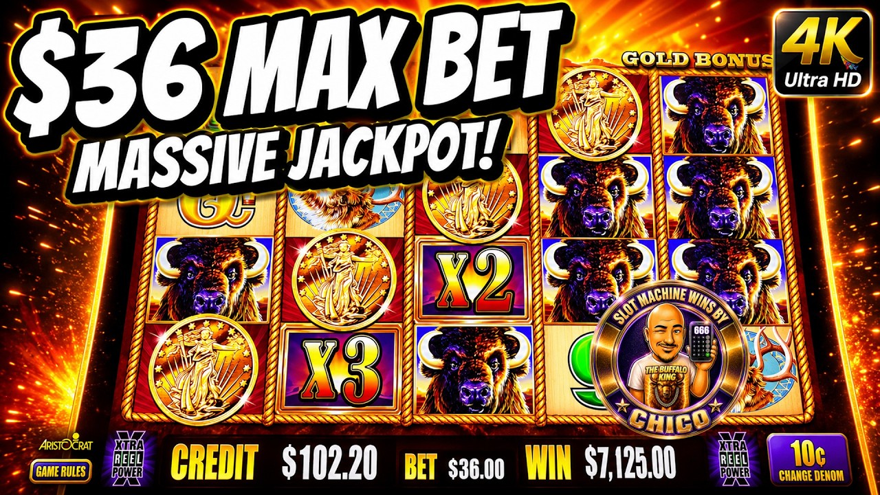 MUST SEE! $36 MAX BET MASSIVE JACKPOT on Buffalo Gold Slot Machine