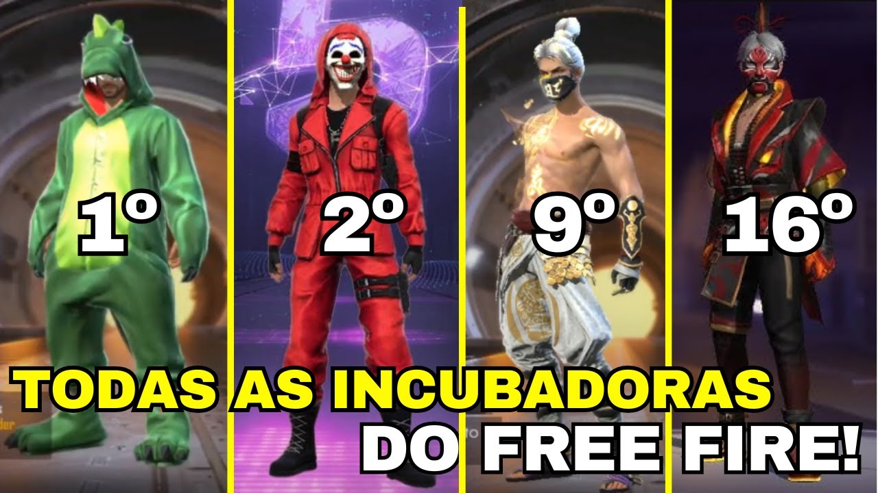 TODAS AS INCUBADORAS DO FREE FIRE - SKINS DA INCUBADORA