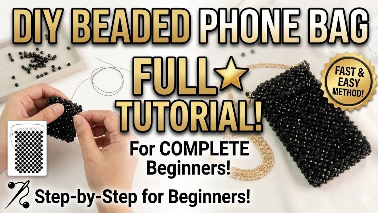 Black Crystal Beaded Cell Phone Bag 🖤 | Elegant Handmade Bead Bag Tutorial | Beadify Official