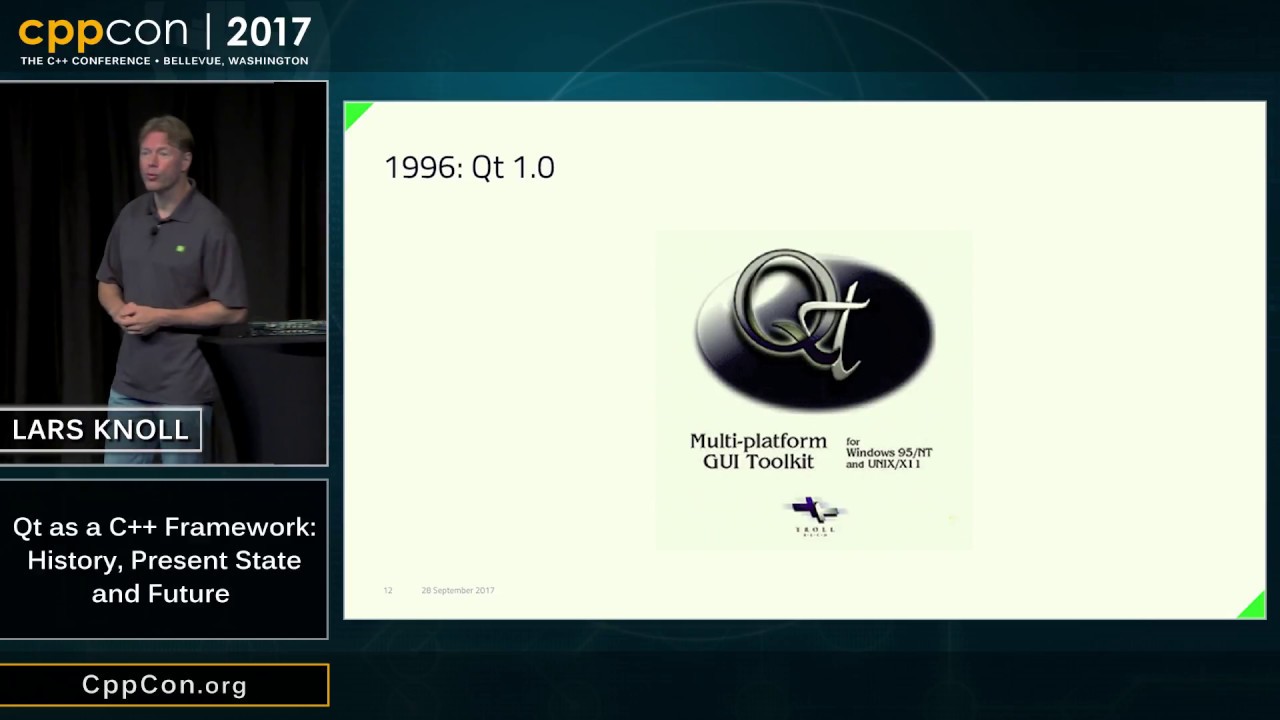 CppCon 2017: Lars Knoll “Qt as a C++ Framework: History, Present State and Future”