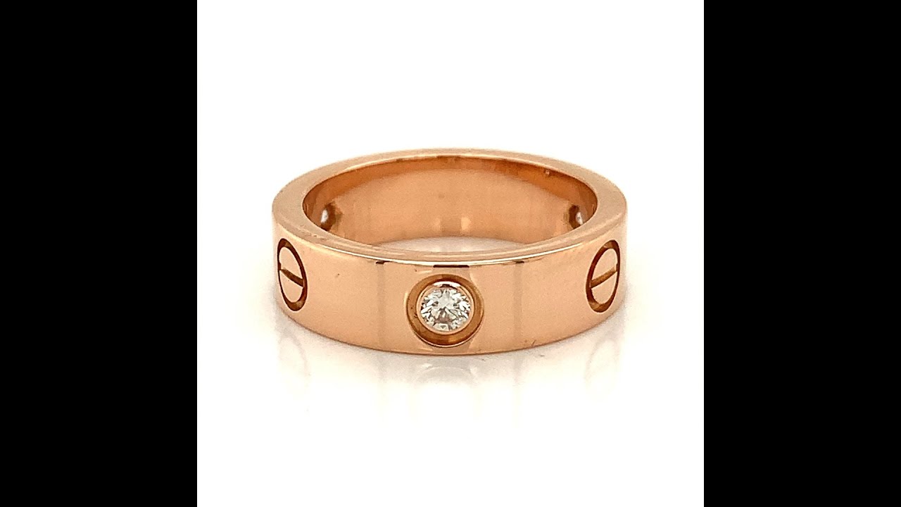 Cartier Rose Gold Three Diamond Love Ring