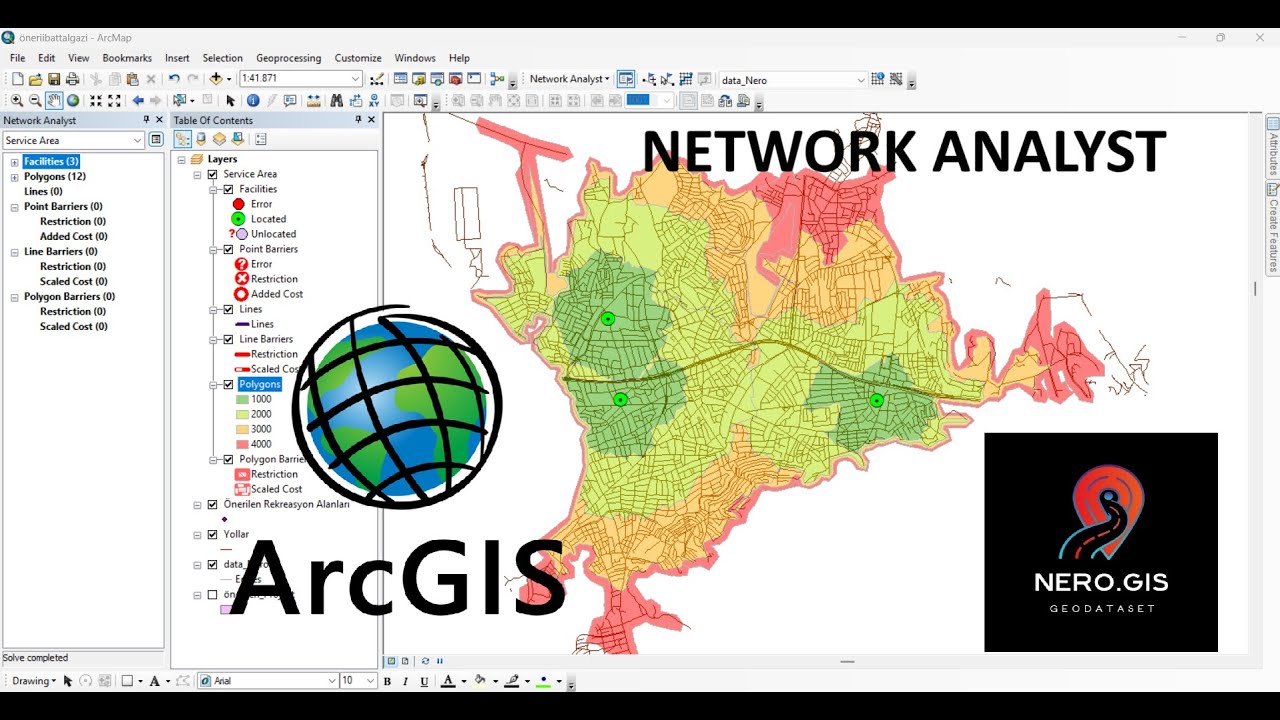 ArcGIS Network Analizi (new service area) - Network Mesafe Matrisi  (Nermin SARI)