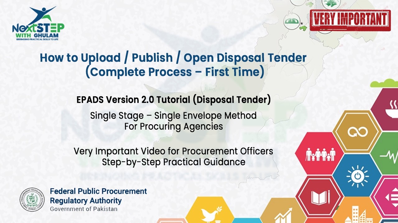 Disposal Tender Upload, Opening & Evaluation Report (Step-by-Step) | EPADS 2.0 Complete Tutorial