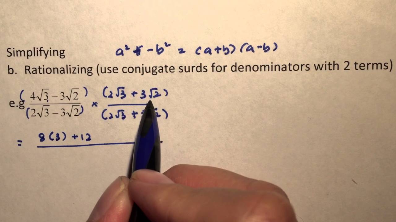 Simplifying surds with conjugate surds