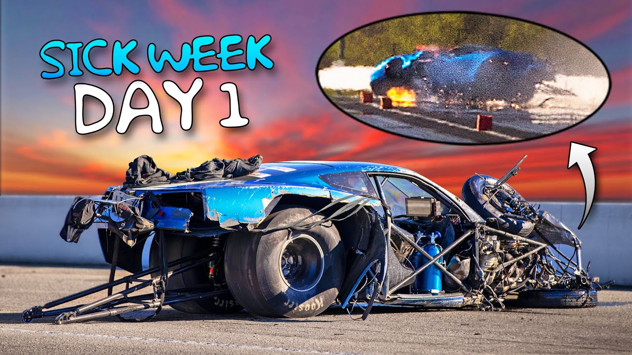 High speed rollover CRASH on the drag strip! | Sick Week Day 1