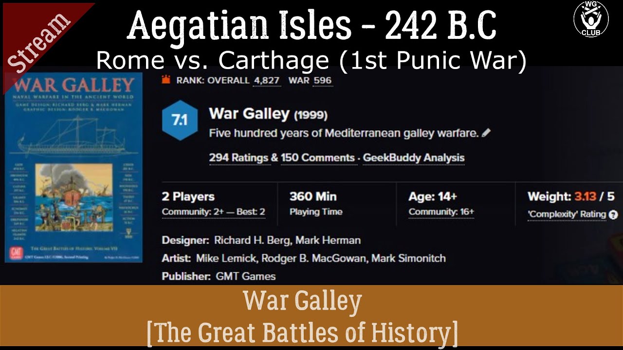 War Galley [GMT]. Aegatian Isles. Боевые галеры. Битва при Эгатских островах. Стрим.