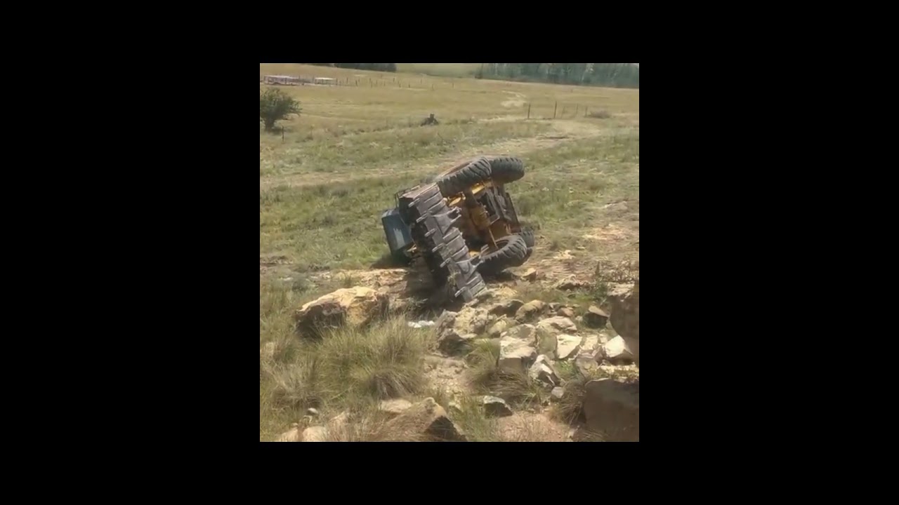 Our front wheel loader tipped over at the farm.