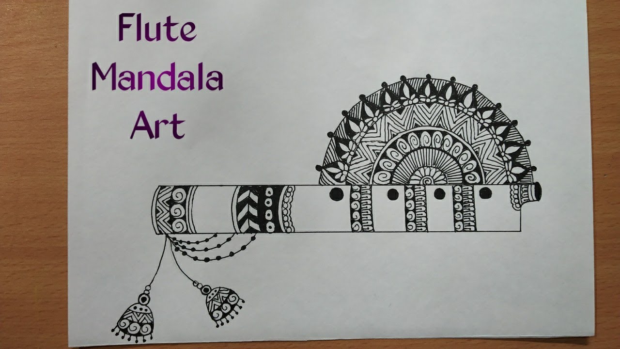Flute Mandala Art for Beginners || Flute Mandala Art || Doodle Art ||Zentangle Art