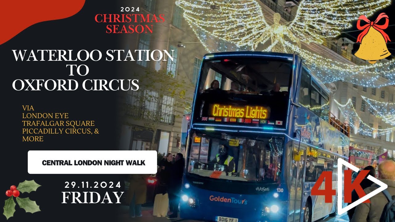 London Christmas Vibes Walk - Waterloo Station To Oxford Street #walkwithro #christmas