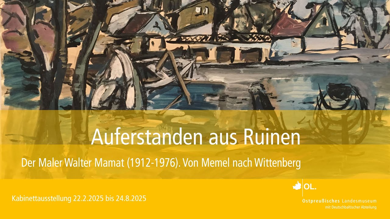 Ausstellungseinblick „Auferstanden aus Ruinen – Der Maler Walter Mamat...“ mit Kurator Jan Rüttinger