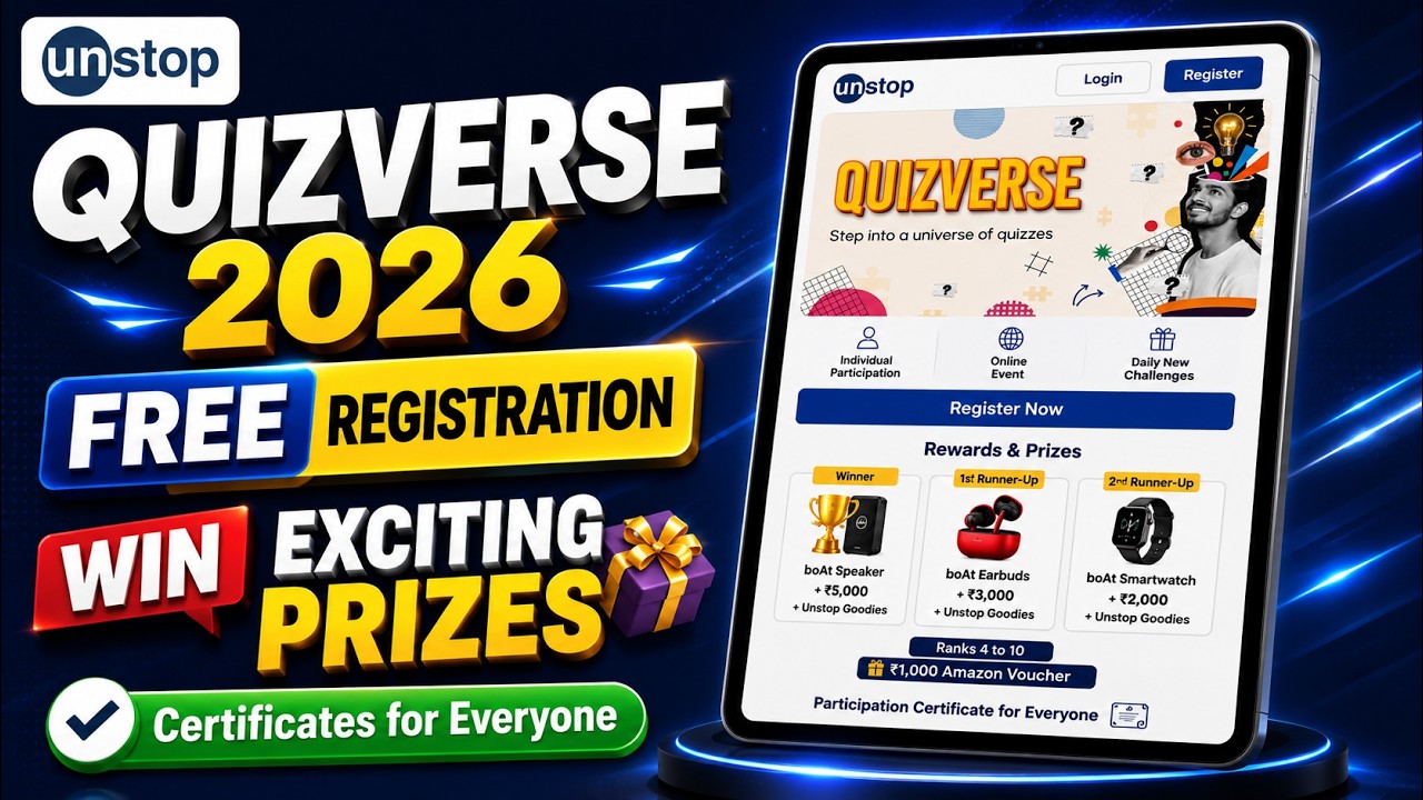 Unstop Quizverse 2026 🏆| Free Online Quiz Competition 😍 | Win Exciting Prizes + Certificates