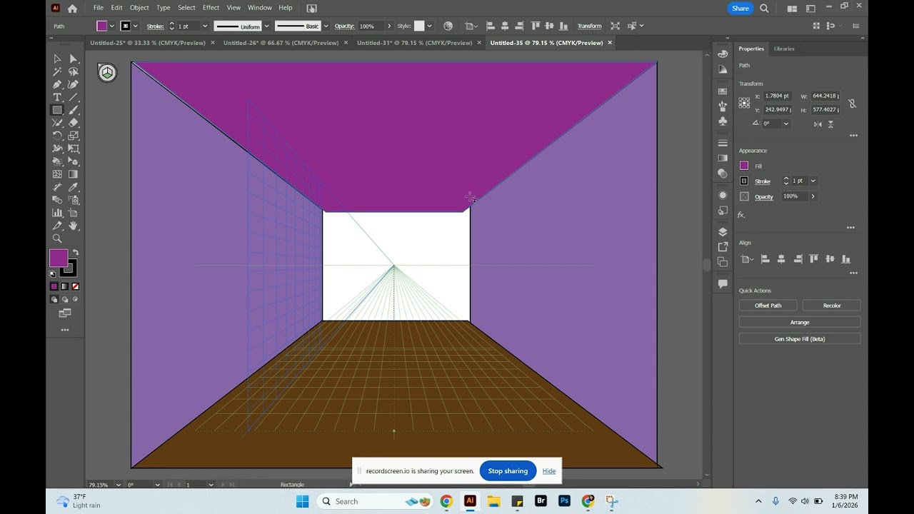 One Point Perspective in Adobe Illustrator