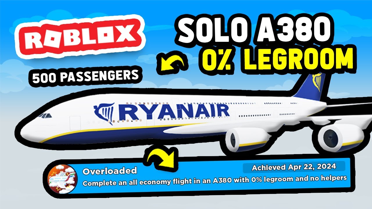 HARDEST ACHIEVEMENT Solo A380 with 0% LEGROOM in Cabin Crew Simulator (Roblox)