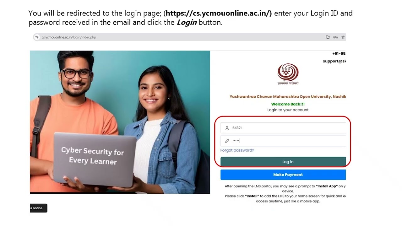 YCMOU cyber security course Lms Video Manual