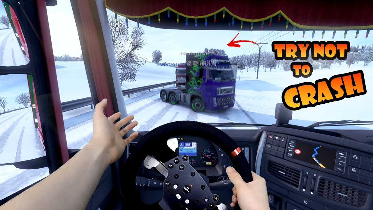 POV in ETS2 Multiplayer | Try not to crash w/ winter mod, Duisburg - Calais full mixed reality drive