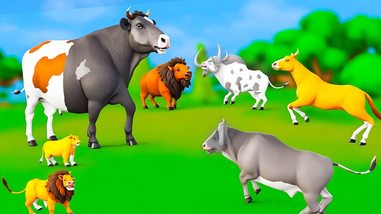 Wild Beasts Invade Farm! Black & White Cow Transforms to Save the Day 🐄⚡