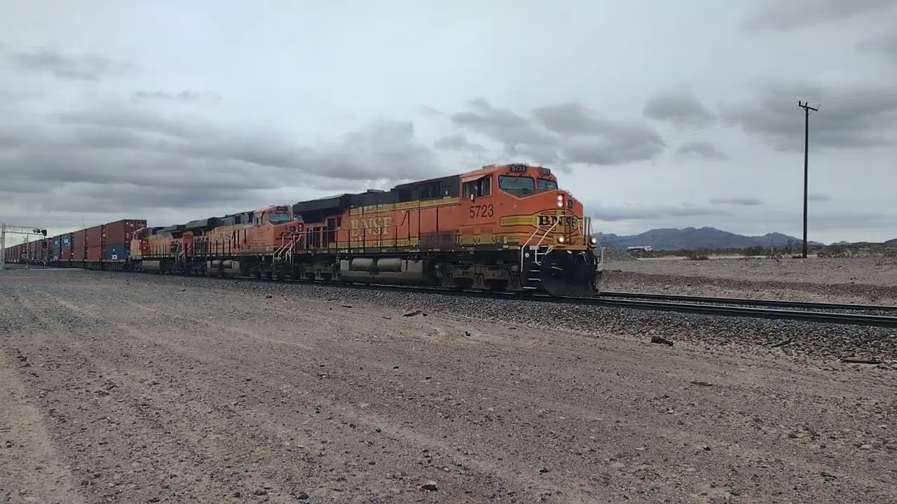 Monster EB BNSF Port Stack Train At Pisgah CA! 