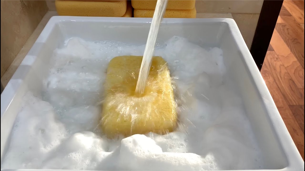 Relax with Fizzy Sounds 🌲+🧺💦 - sponge ASMR