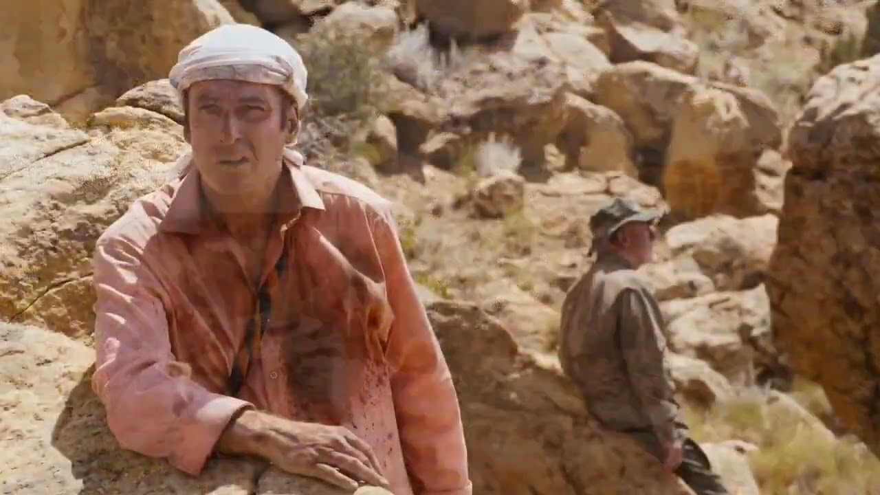 Saul and Mike walking in desert meme template