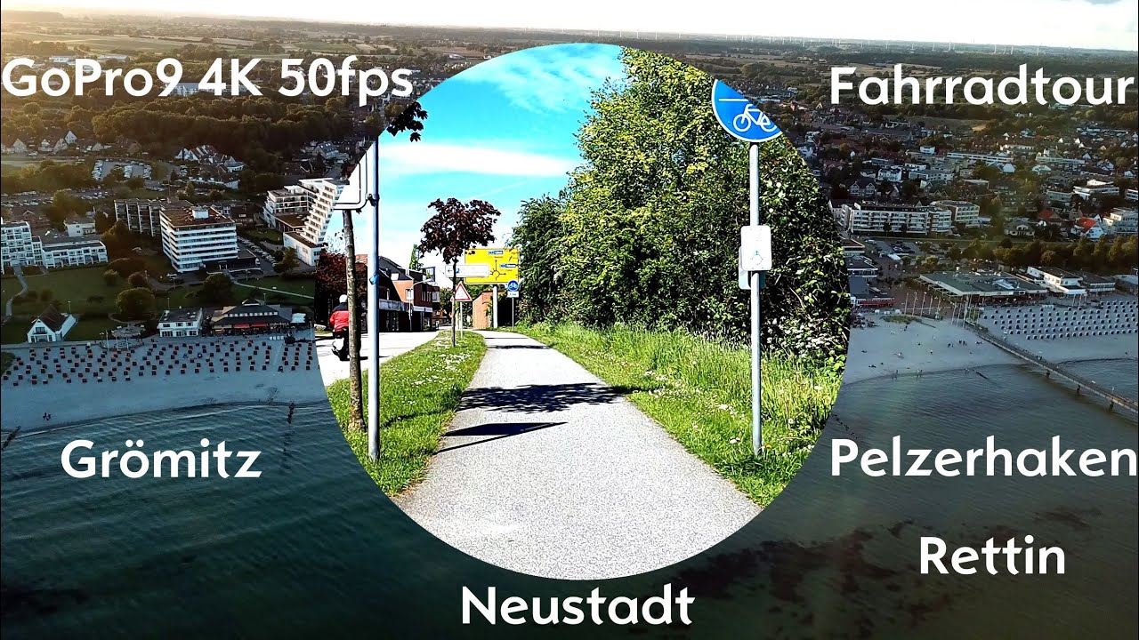 Fahrradtour GoPro 9, 4K 50fps, Drone Footage, Grömitz, Neustadt, Pelzerhaken, Rettin, Grömitz zurück