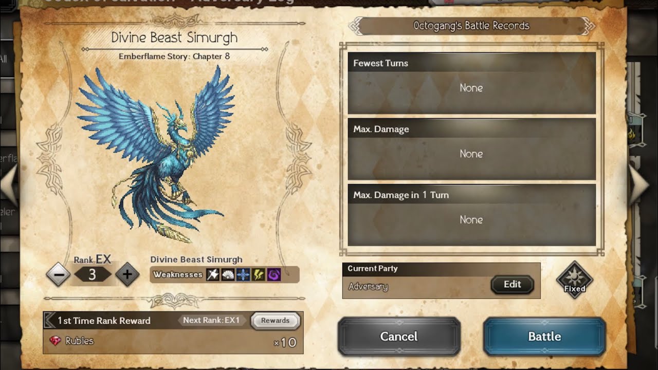 Octopath CotC: Divine Beast Simurgh EX3 (Adversary Log)